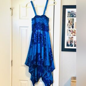 Elegant Blue Floral Hawaiian Dress